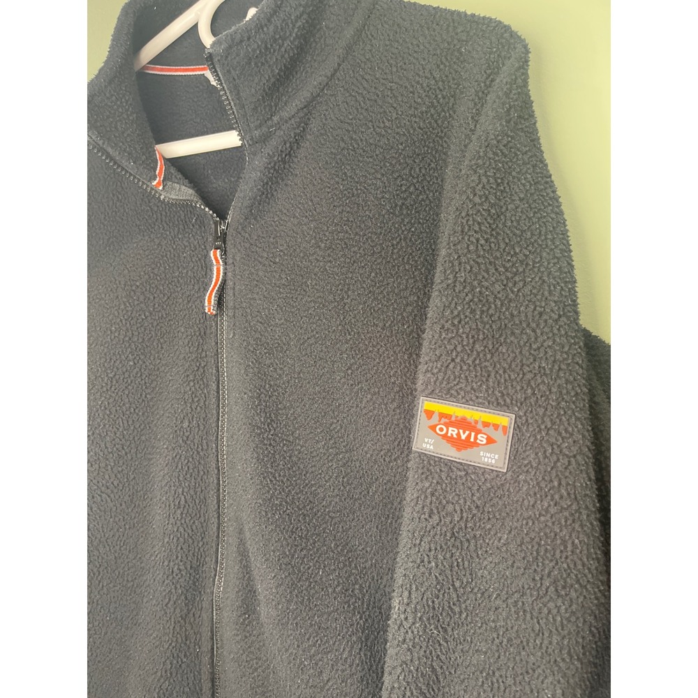 Orvis Mens Classic Collection Full Zip Sherpa Fleece Jacket Black Medium Logo - Picture 3 of 11